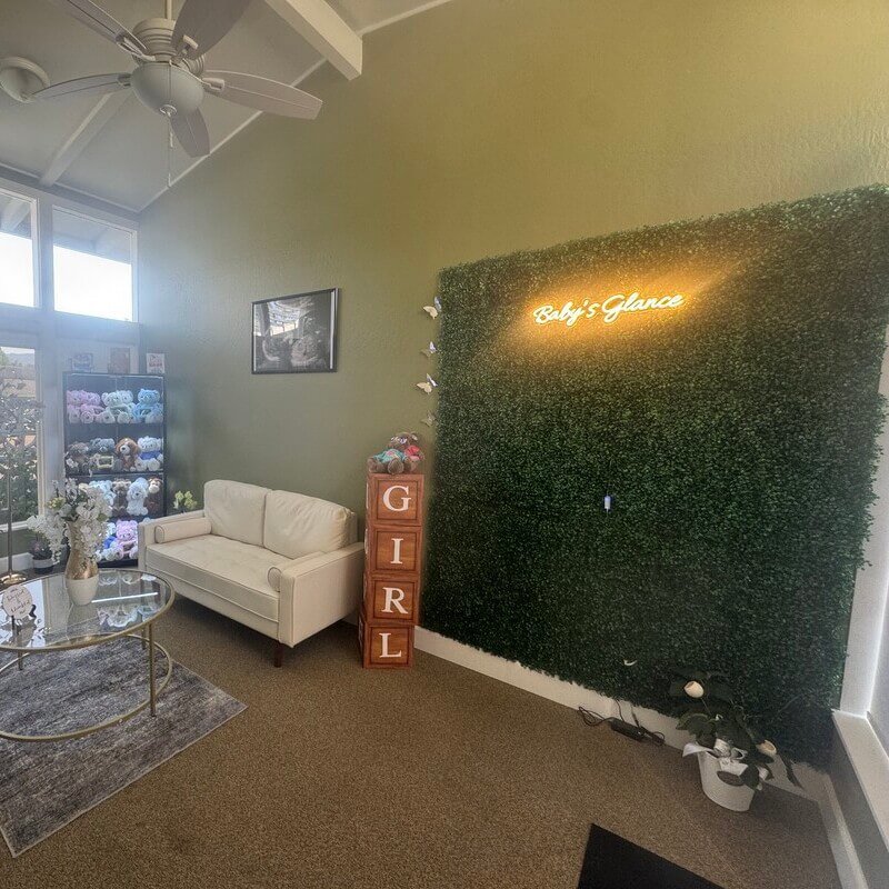 Image of the celebratory photo area for pre-natal keepsake ultrasound sessions.