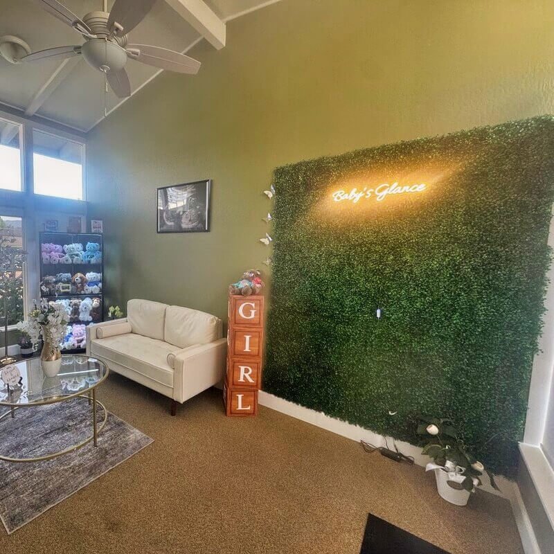 Image of the celebratory photo area for pre-natal keepsake ultrasound sessions.