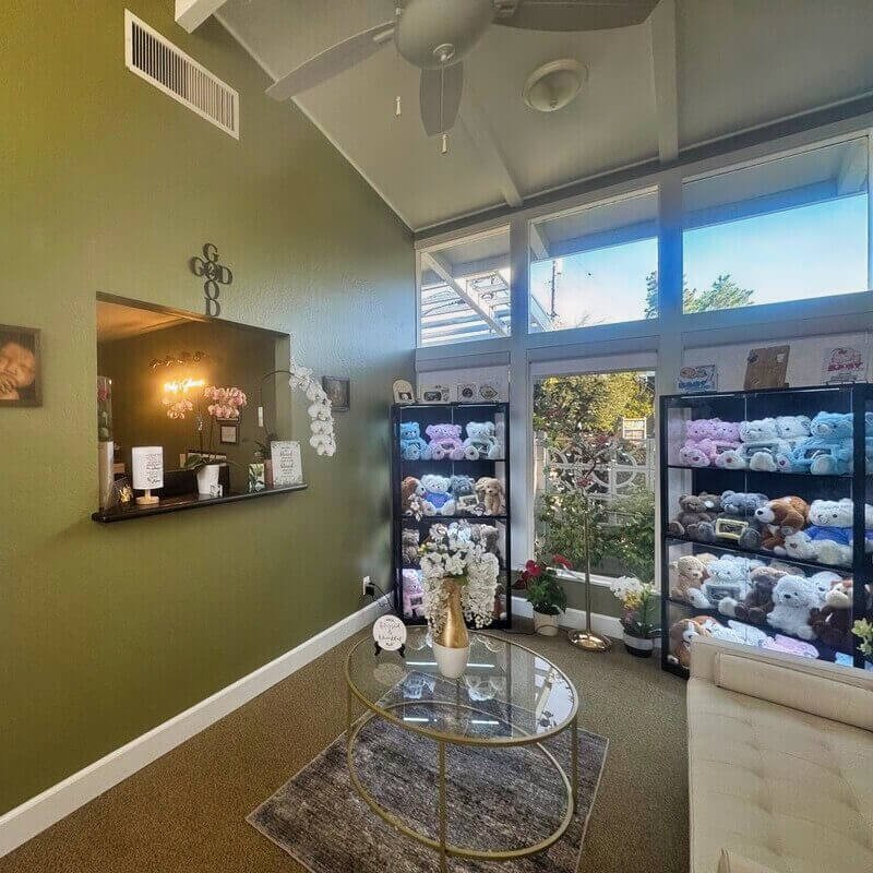 Image of the reception area at Baby's First Glance Ultrasound Studio in San Jose CA